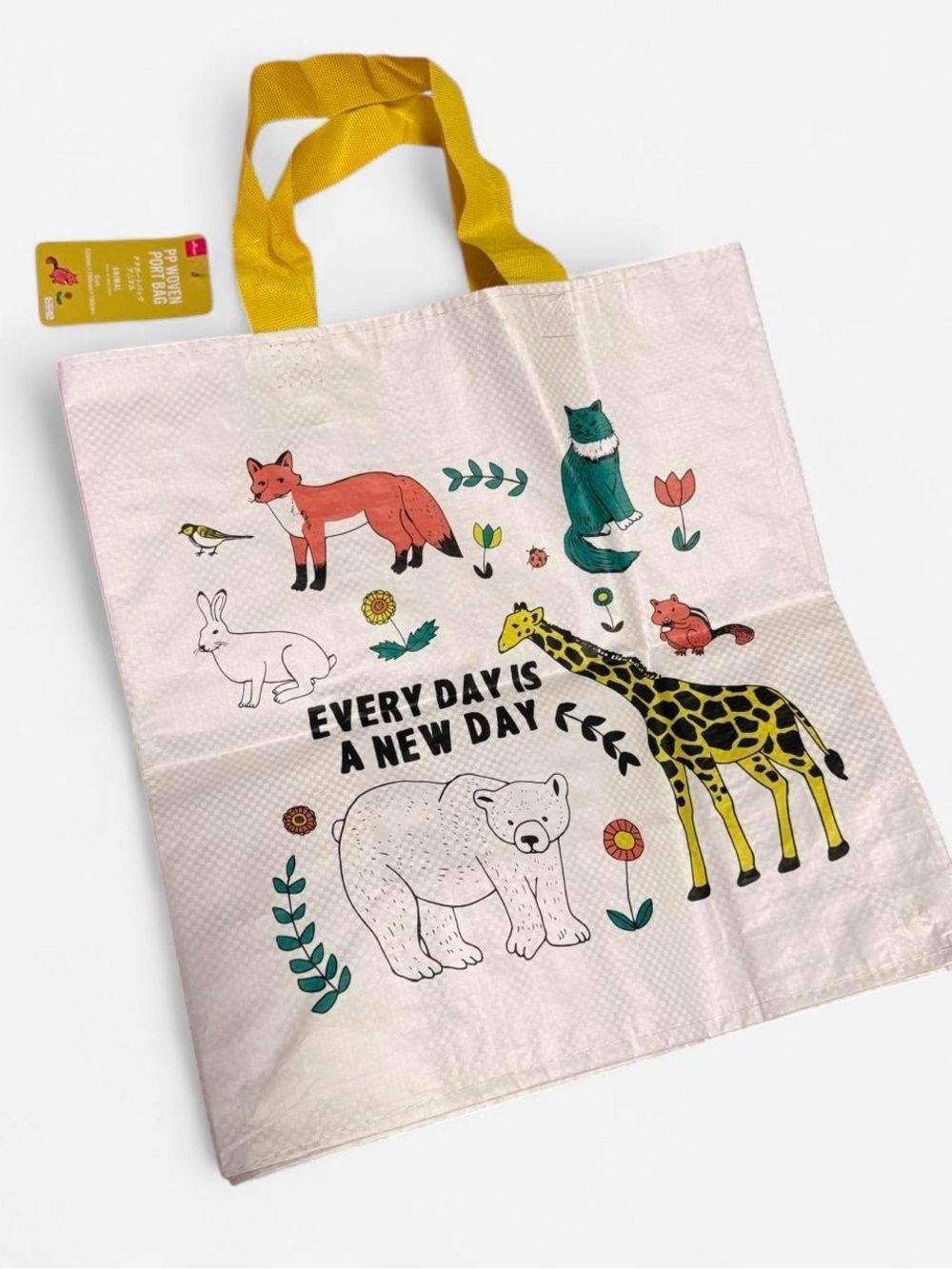 Japan Daiso Kawaii Animal Reusable Tote Bag NWT — Fox Cat Bunny Bear Giraffe